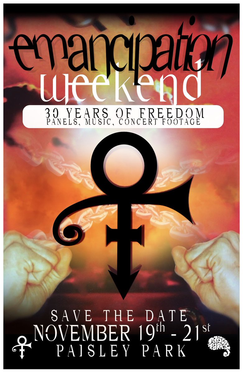 PaisleyPark's tweet photo. EMANCIPATION WEEKEND: This No 19–21, Paisley Park will commemorate the 30th anniversary of Prince’s Emancipation. Through panel discussions and music celebrations, we’ll reflect on the Emancipation journey, the movement, the album and it's significance. STAY TUNED, MORE TO COME https://t.co/tSsyyUWybj