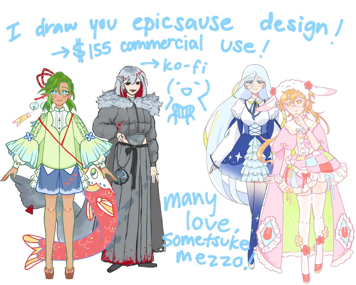 SometsukeMezzo's tweet photo. I would like to commission more art, so I have opened two design commission slots! (♡ ˊ͈ ꒳ ˋ͈ )

☁️ all designs come with commercial use included! https://t.co/hhRzmgJGLf