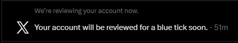 klebandev's tweet photo. 2 days into building in public and X just put my account under review for the blue tick ✅

I almost didn't start. Felt too early, too small, nothing to show.

Turns out "too early" is the best time to start.

If you're waiting for the right moment to post, this is it. https://t.co/ZzzuCWTid3