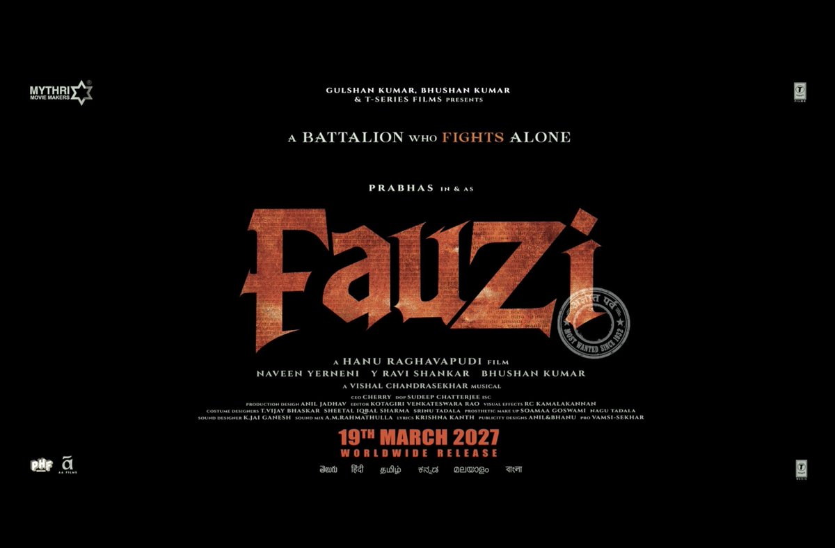 TrendsPrabhas's tweet photo. 19Th March 2027 

#Fauzi #Prabhas https://t.co/XDmjVvUsmt