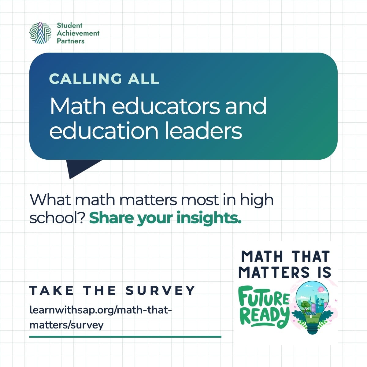 dsforeveryone's tweet photo. What math matters most in high school? We’ve enjoyed working with Student Achievement Partners on this question, and now they want to hear from educators like you! 

Share your perspective: https://t.co/91ueefMfgU

#MathThatMatters https://t.co/A1WSdlCI6C