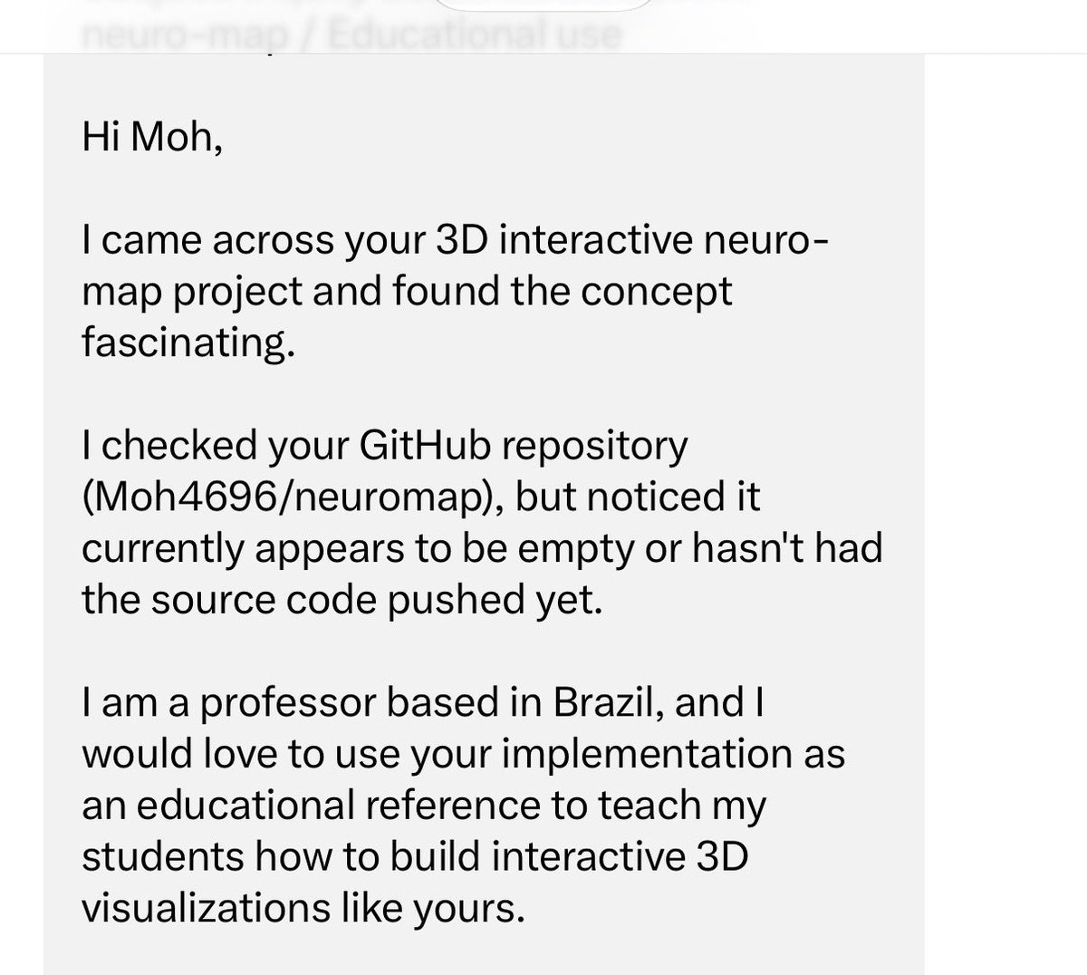 exploraX_'s tweet photo. a professor from Brazil reached out to me about a 3D interactive neuro-map

I built back in August using GLM 5.3.

he loved the project and wanted the source code to teach his students how to build interactive 3D visualizations.

what started as a simple AI coding experiment is now attracting interest from academia.

pretty amazing how far a project built out of curiosity can go.