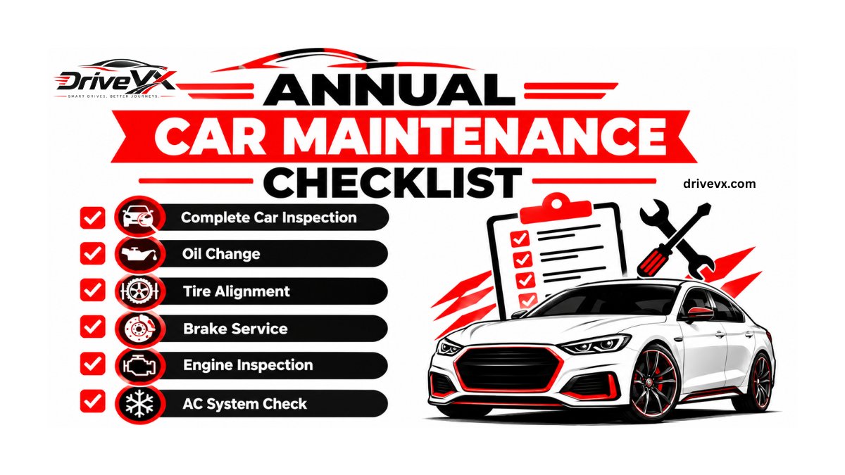 DriveVx's tweet photo. Annual Car Maintenance Checklist
Keep your car in top shape with this Annual Car Maintenance Checklist! Check your brakes, tires, battery, engine oil, and fluids to improve safety and prevent costly repairs.
#CarMaintenance #CarCare #DriveVX https://t.co/0bIfLfBmY3