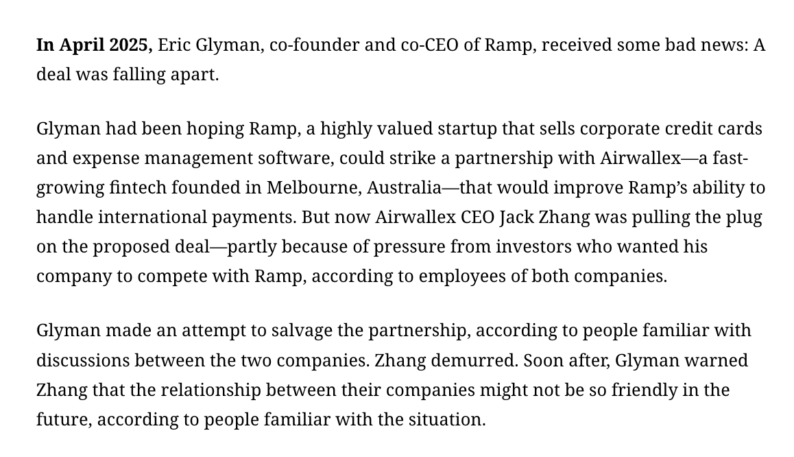 shaig's tweet photo. background on the Ramp vs Airwallex beef https://t.co/Q45D8stHm3