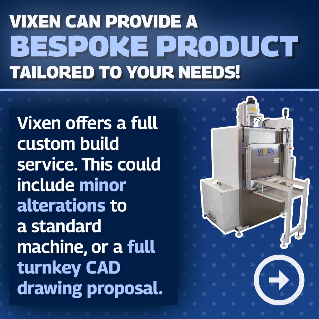 vixenwetblast's tweet photo. Need a surface treatment machine tailored to your application?

Alongside our standard equipment, Vixen offers custom-built surface treatment solutions for specific requirements.

#vixensurfacetreatments #specialbuild #machine #engineering #manufacturing #surfacetreatment https://t.co/6kPYwf96Ve