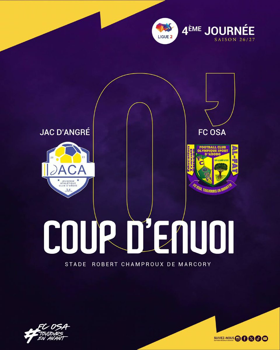 fcosaofficiel's tweet photo. ๐๐๐๐ ๐'๐๐๐๐๐ | ๐04
โฑ๏ธ 1'ย JACA 0-0 ๐
๐ ๐๐๐
๐๏ธ Cโest parti ici au Stade Robert Champroux de Marcory
_______
๐
๐๐๐๐ |โฃ ๐๐๐๐๐๐๐๐ ๐๐ ๐๐๐๐๐ ๐ฃ๐ก
#FCOSATOUJOURSENAVANT
#JACAFCOSA #Ligue2 https://t.co/kc24wU1Usp