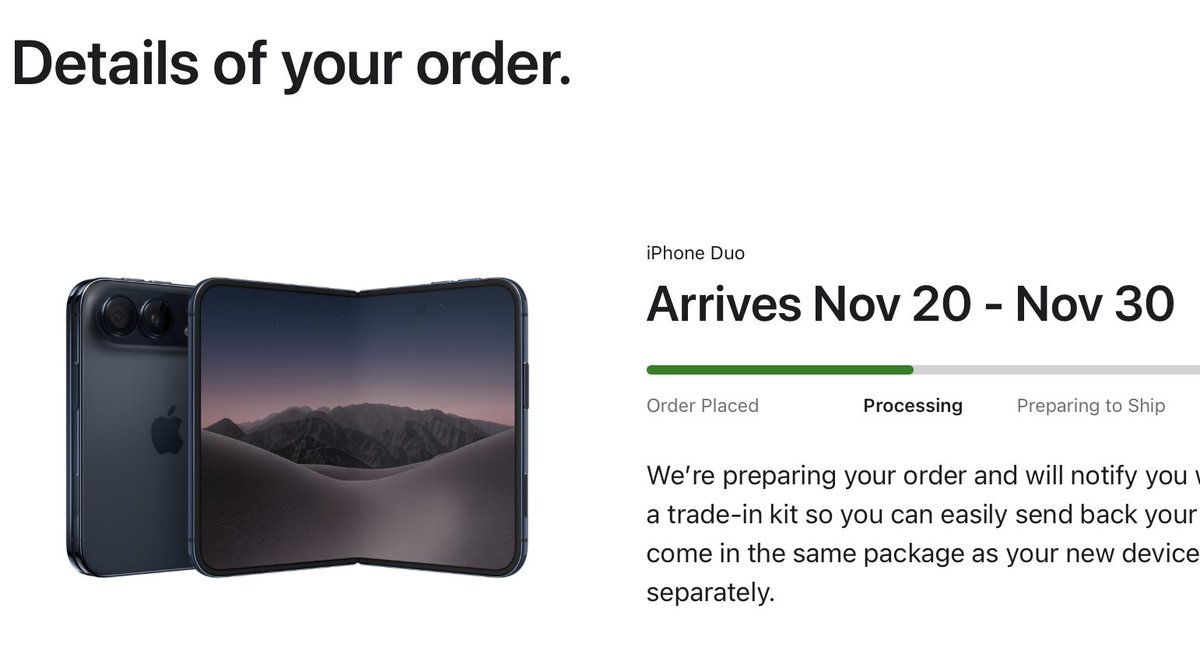 dev_jmitchell's tweet photo. They say #iPhoneDuo is available today, but my order (placed within minutes of preorders opening up) still won't be here for a month. 😭 https://t.co/OrvkKUE74r