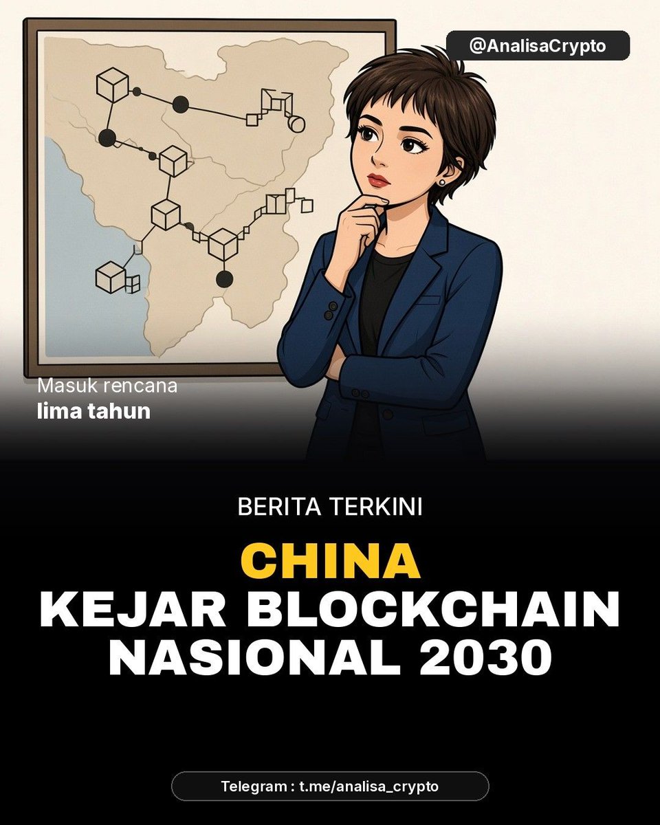 AnalisaCrypto's tweet photo. 🟢 BERITA TERKINI: China pasang target jaringan blockchain nasionalnya rampung pada 2030.
——————————————
Target ini masuk rencana digital lima tahun yang terbit Jumat, termasuk perluasan blockchain untuk perdagangan dan keuangan di Delta Sungai Yangtze serta manufaktur dan pertanian di Chengdu dan Chongqing. Uniknya, China tetap melarang bisnis crypto, tapi terus mendorong teknologi blockchain sebagai prioritas nasional.