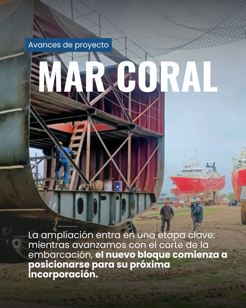 astillero_arps's tweet photo. 🔧 La ampliación del Mar Coral empieza a tomar forma.

Mientras finalizamos el corte de la embarcación, avanzamos con el traslado y posicionamiento del nuevo bloque construido en nuestro astillero.

Próxima etapa: su unión. ⚓

#MarCoral #IndustriaNaval https://t.co/0LrhfNsYZ8