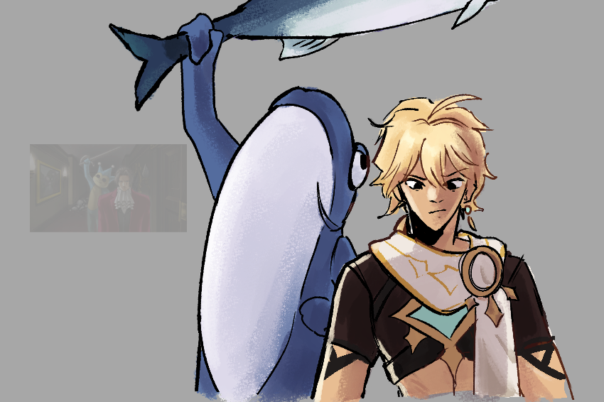 Sarnomii's tweet photo. that genshin fish thing that keeps showing up in my tl https://t.co/qPm5tUqhd9