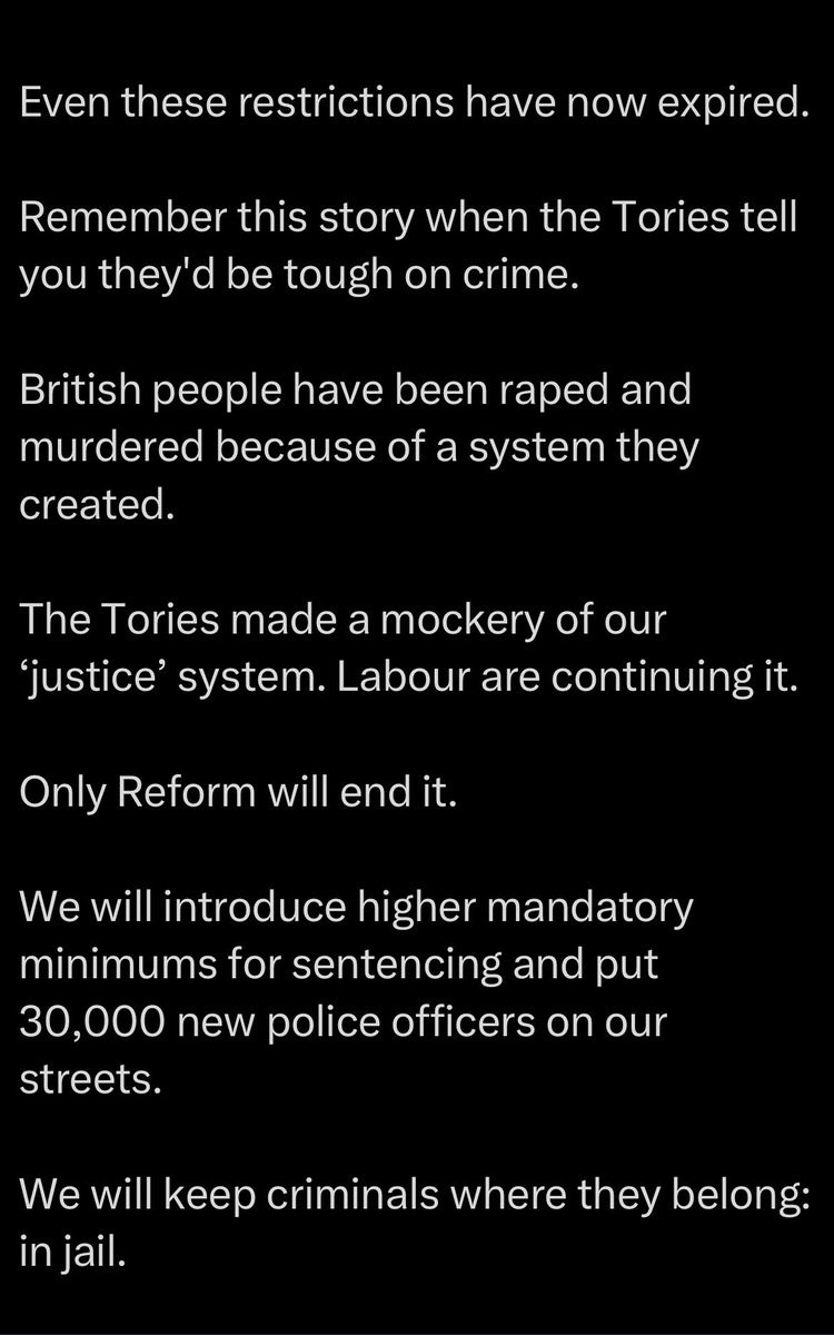 ReformDaily_'s tweet photo. 🚨 ZIA YUSUF: TORIES FAILED ON CRIME - LABOUR ARE CARRYING IT ON

Zia Yusuf says 40% of offenders convicted of sexual assault or grooming avoided prison between 2018 & 2023, accusing successive governments of failing victims

Reform pledges tougher mandatory sentences & 30,000 extra police officers

#Crime #Justice #ReformUK