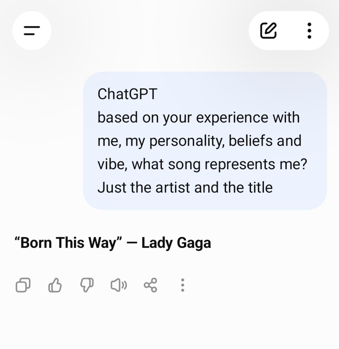 MoeeHub's tweet photo. NOT ChatGPT clocking my entire personality with one song 😭 https://t.co/NiHbQfYfgW