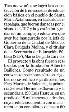 Expok's tweet photo. 🏫🤝 Nueve años después del sismo de 2017, tres escuelas de Iztapalapa vuelven a levantarse gracias a una alianza entre Fundación Alberto Baillères y @GobCDMX.

📚 El nuevo complejo educativo de Santa María Aztahuacan atenderá a 4,000 alumnos y cuenta con 49 aulas, 16 talleres, biblioteca, comedores y áreas deportivas.

🏗️ La Fundación financió la reconstrucción y aportó capacidades técnicas; el Gobierno invirtió más de $14 millones en equipamiento.

📰 @lajornadaonline

#InversiónSocial #Educación #RSE #Alianzas