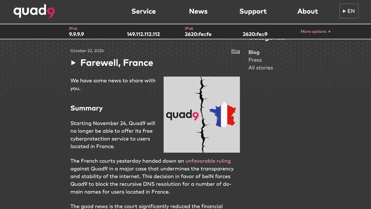 TechloreInc's tweet photo. If you're not following the @Quad9DNS saga, you really need to be...huge attack on the open internet: https://t.co/x18AqIpP57 https://t.co/imvwuEnotB
