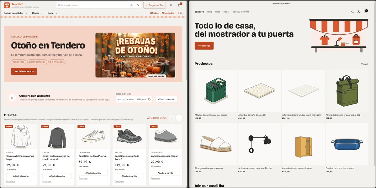 JuanluElGuerre's tweet photo. First integration between #Shopify & #Tendero is ready. It's a sample use case to show how easy it is. As a company that currently use Shopify you can migrate to Tendero or even use Shopify as a Shop meanwhile the Tendero is the engine.
#tendero #ia #ecommerce #agentecommerce https://t.co/QOWFDAbw50