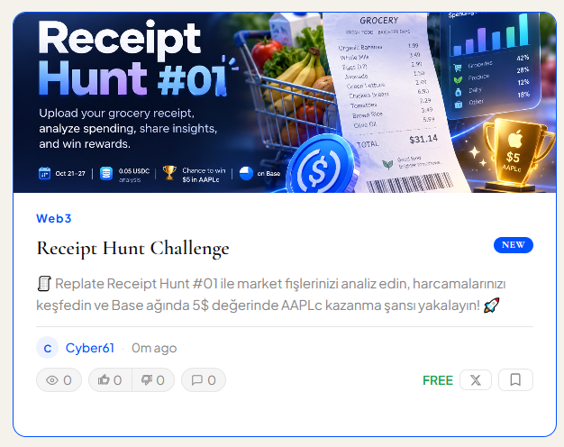 CyberCrypto61's tweet photo. 📖 "Receipt Hunt Challenge" by Cyber61

Read on @0xbasenote 👇

Thanks @0xCoinacci @byhunterxbt 👀

#basenote #base https://t.co/pHmIP8ggOf https://t.co/rRzQNdXKp8
