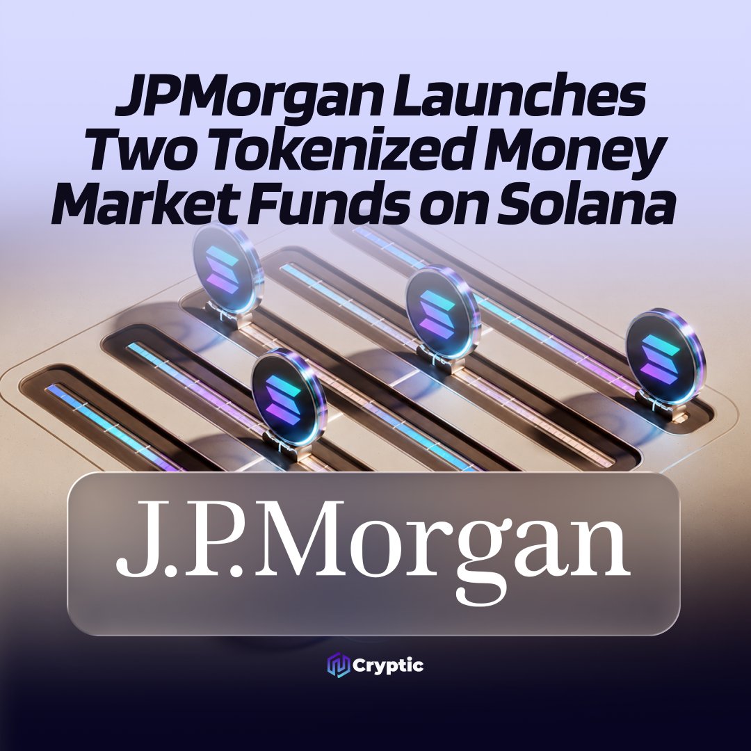 Cryptic_Web3's tweet photo. 🚨UPDATE: Wall Street is bringing more traditional investments onchain. 

@jpmorgan Asset Management has launched its MONY and JLTXX tokenized money market funds on @solana, accessible to qualified U.S. investors through Morgan Money.

JPMorgan’s Solana launch expands its tokenized fund offerings beyond Ethereum. Investors can manage subscriptions, redemptions, and token balances through Morgan Money without switching between separate platforms.