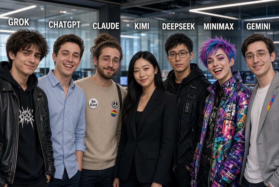 CryptoAcid's tweet photo. Do you agree with @grok this is what AIs would look like if they were people? https://t.co/JzI9d2YQQj