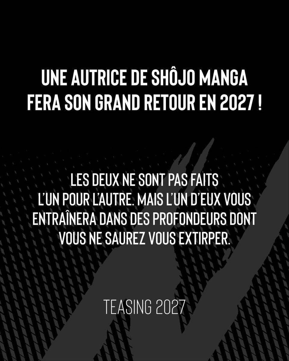 NabanEditions's tweet photo. 🤫 Teasing naBan 2027 

Une autrice de shōjo manga fera son grand retour en français en 2027 après avoir été quelque peu oubliée. Mais on aura le plaisir de vous proposer son travail (une ou deux œuvres ?! 👀)

En tout cas, on vous glisse ici un indice ! https://t.co/x0IglGo5It