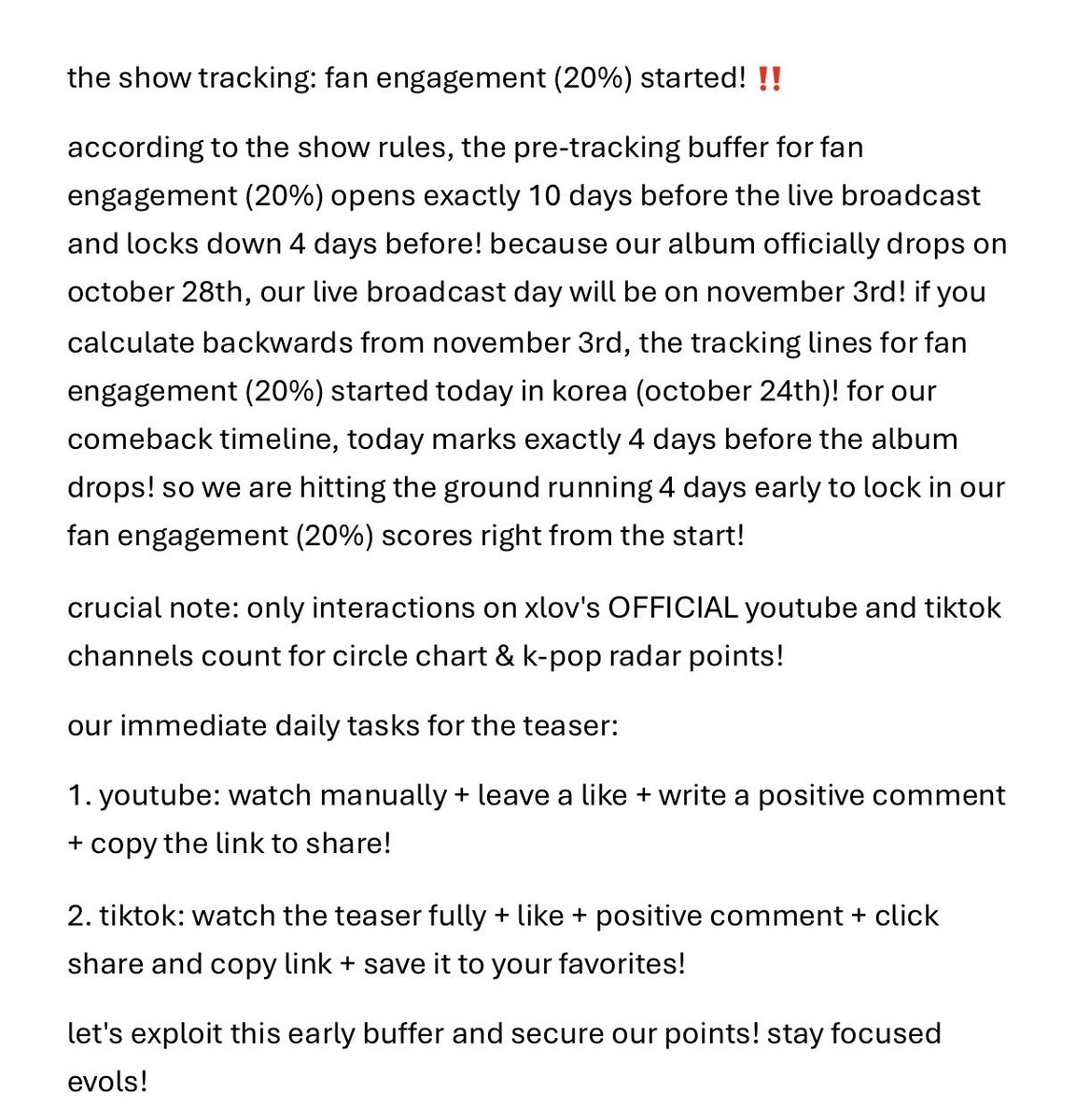xteukchul's tweet photo. Evols!‼️important update for xlov comeback! open the pictures below for the tracking period for fan engagement (20%)! ‼️

#XLOV #엑스러브
#Hush #XLOV_Hush
#i_equals_i #XLOV_i_equals_i https://t.co/ISFOIPg3GV
