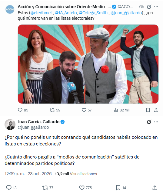 JulianMaciasT's tweet photo. El que fuera líder de VOX en Castilla y León acusa a ACOM, el lobby israelí en España, de colocar candidatos en listas electorales y de financiar medios de comunicación satélites de partidos. https://t.co/h4TCpq8PbN