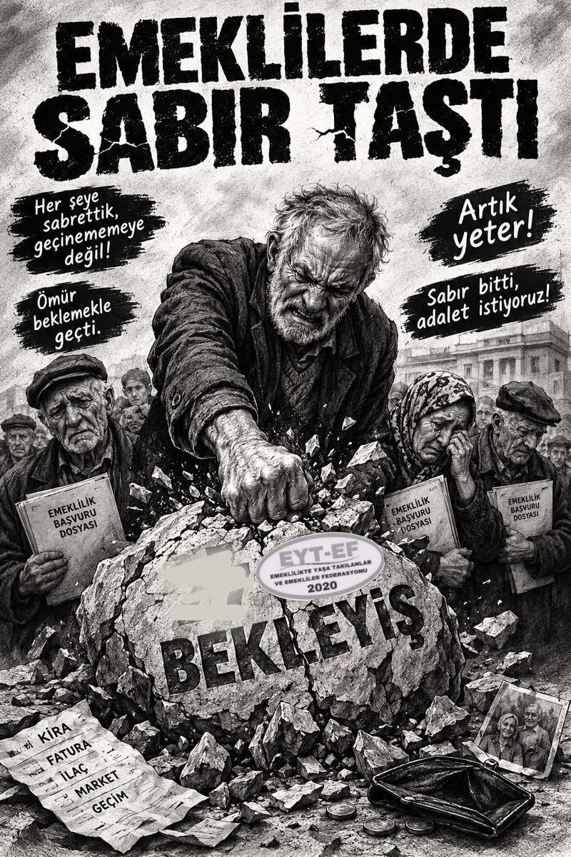 yerel_halk's tweet photo. Emekli yük değildir; bu ülkenin temeli, yarınların güvencesidir.
ACİLEN İNTİBAK YASASI ŞART ‼️ 
SEYYANEN TÜM EMEKLİLERE 50 BİN ŞARTTIR ‼️ 
@RTErdogan @dbdevletbahceli
@avabdullahguler @_cevdetyilmaz
@isikhanvedat @memetsimsek
#EmeklilerdeSabırTaştı
#SabırTaştı5000Kısmide https://t.co/Cp3nJPieOq