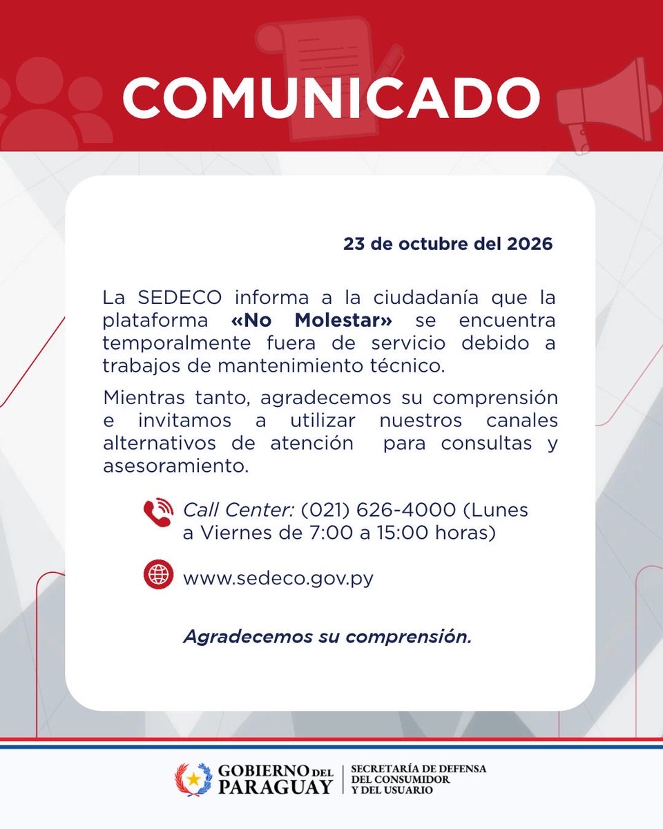 sedecopy's tweet photo. 📌SEDECO COMUNICA 

#gobiernodelparaguay🇵🇾 #sedecoteprotege https://t.co/9jOUccBNhS