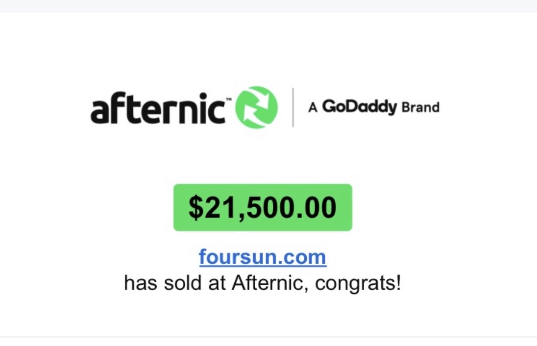 domainship's tweet photo. Domain sold via @afternic. Thank you Brenda and Mauli. https://t.co/P73t3ysqkx