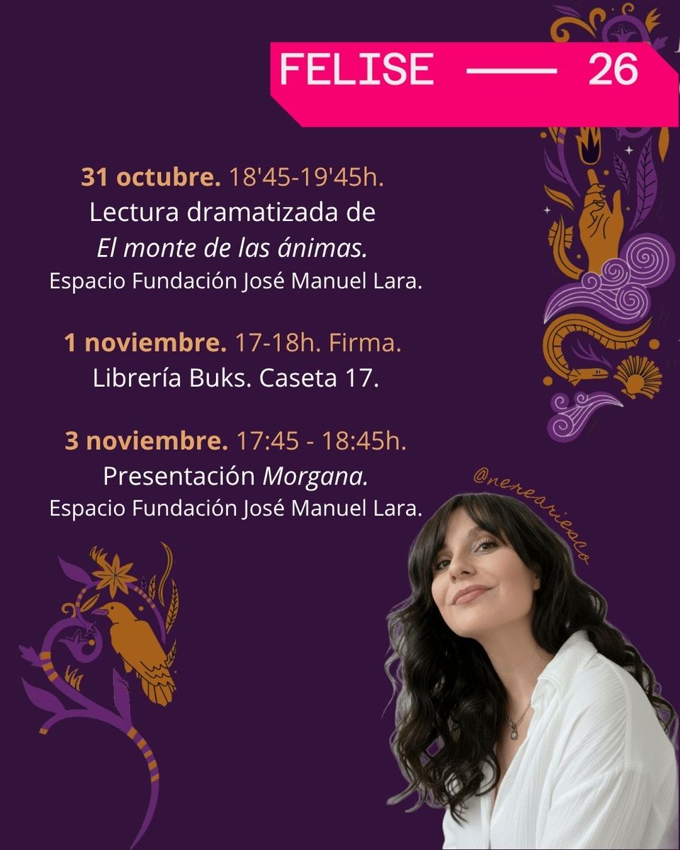 nereariesco's tweet photo. Mis actividades en la Feria del Libro de Sevilla. Espero que nos podamos ver en alguna de ellas.
.
@FLSevilla @Contraluz_ed #morgana #novela #feriadellibro #feriadellibrodesevilla https://t.co/K0uTpLAf78