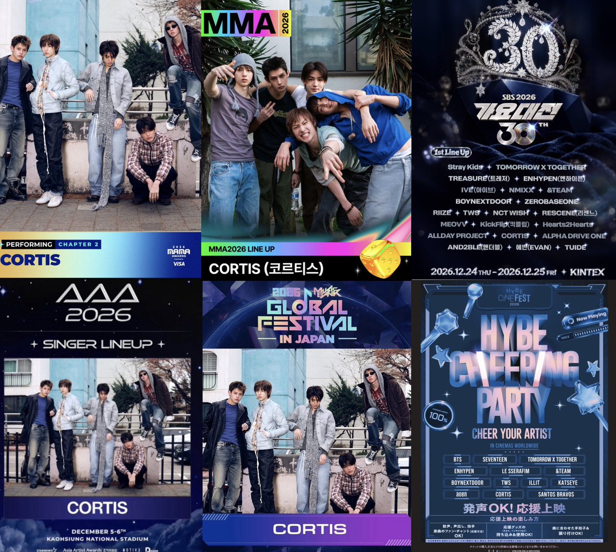 CORTIS_CUTECLUB's tweet photo. 💚CORTIS スケジュール💚

11/15(日) MMA🇰🇷
11/21(土) MAMA🇯🇵
12/6(日) AAA🇹🇼
12/13(日) MUSIC BANK🇯🇵
12/24(木)･25(金) SBS 가요대전🇰🇷

11/5(木)･12日(木)･19日(木)･26日(木)
12/3(木)･10日(木)
HYBE CHEERING PARTY🇯🇵🍿🎬

#CORTIS #코르티스 #コルティス https://t.co/1H3Rj2afqT