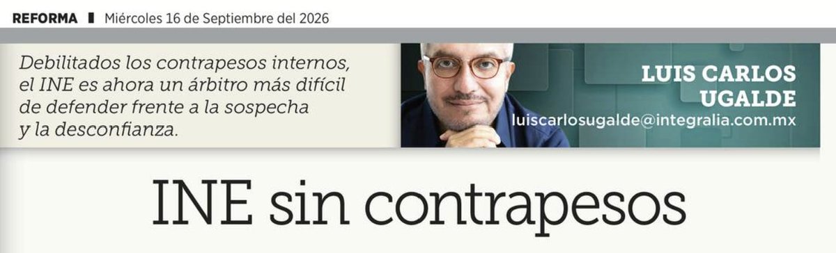 LCUgalde's tweet photo. En septiembre advertí que Morena había entregado a Guadalupe Taddei el control de los nombramientos del INE, eliminando la colegialidad y los contrapesos internos. Hoy, las acusaciones de conflictos de interés y presunta corrupción exhiben las consecuencias de concentrar el poder en una sola persona: el riesgo de convertir al INE en una camarilla de lealtades personales y negocios al amparo de las elecciones.