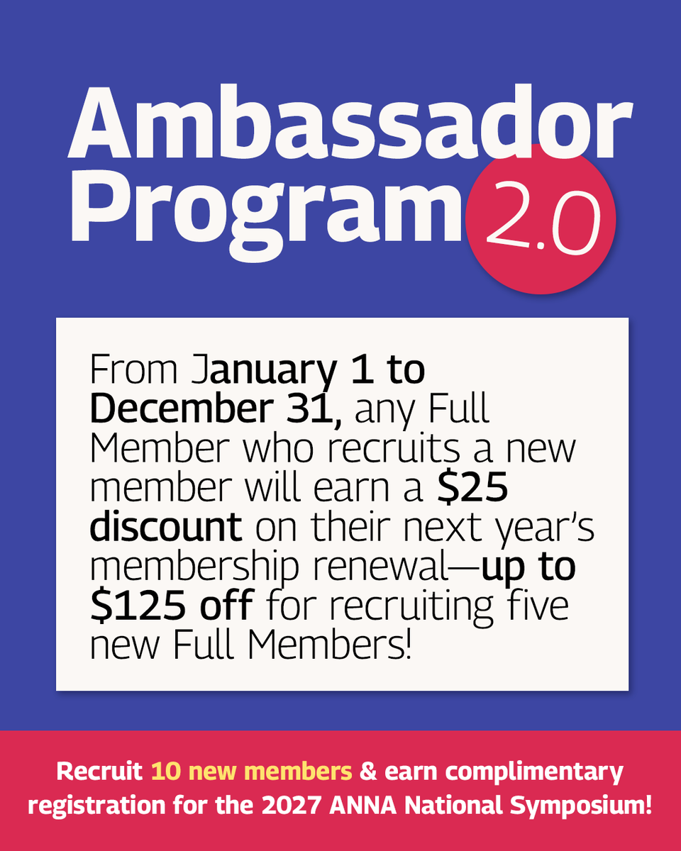 ANNAnurses's tweet photo. ANNA is excited to unveil the ANNA Ambassador Program 2.0—a rewarding way to recognize and thank you for sharing your passion for ANNA with colleagues!
 
Here’s how it works: From January 1 to December 31, 2026, any Full Member who recruits a new member will earn a $25 discount on their next year’s membership renewal—up to $125 off for recruiting five new Full Members!

Learn more👇
https://t.co/5c1fGqalMd

#nephrologynurse #nursereferralprogram #ambassador #nurseambassador