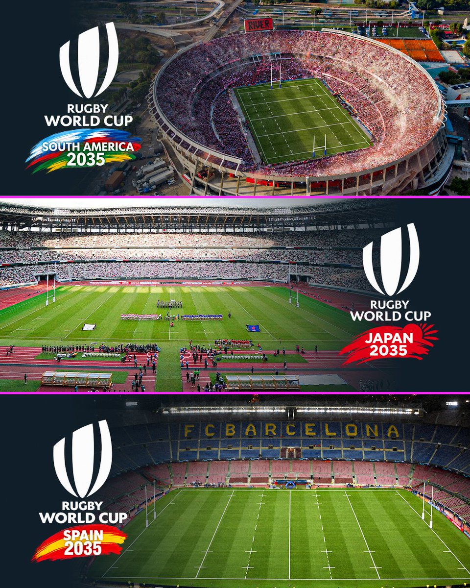 rugbyontnt's tweet photo. Who should host the 2035 Men's Rugby World Cup? 🏉 

The three confirmed bids so far:
South America 🇦🇷 🇧🇷 🇨🇱 🇺🇾 
Japan 🇯🇵 
Spain 🇪🇸 https://t.co/X1QFHSRE4n