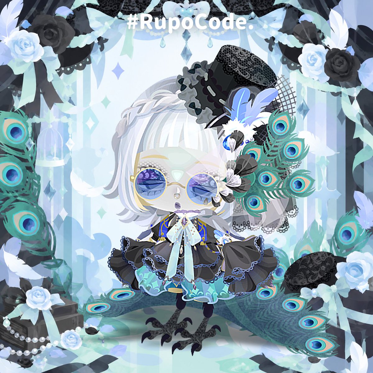 Rupopigg's tweet photo. 孔雀ちゃん🦚🖤⟡.*

 #RupoCode https://t.co/6FZbfhmPQ7