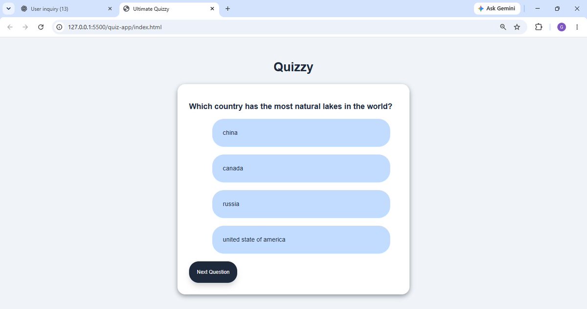 dykgoldenn's tweet photo. Day 2 my quiz app got a facelift.
Yesterday it was just base html today 
Reset with box sizing : border box 
Center everything with flexbox 
Added hover/active state for better UX 
Used dom manipulation to dynamically render question from js 
#buildinpublic #javascript https://t.co/SwCMn1Mjnl