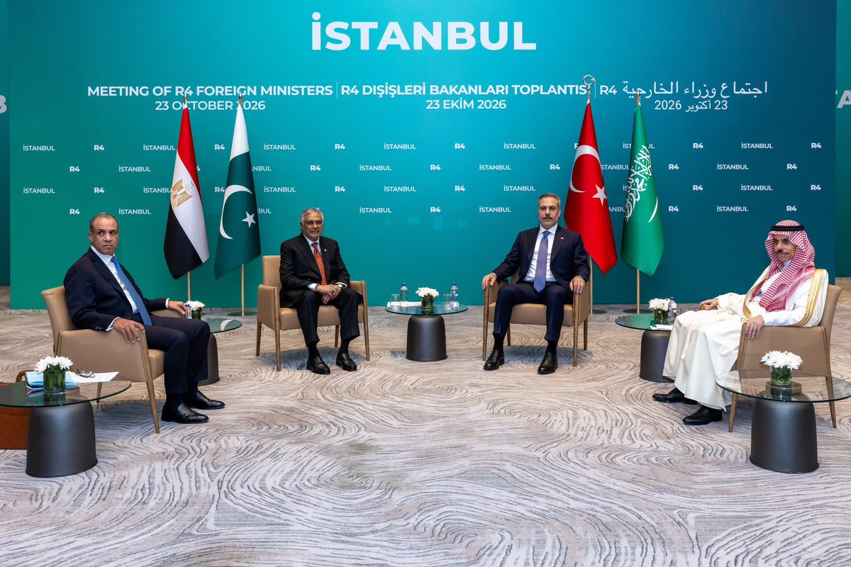 MFATurkiye's tweet photo. Minister of Foreign Affairs @HakanFidan hosted the Seventh Foreign Ministers’ Meeting of Türkiye-Egypt-Pakistan-Saudi Arabia, in İstanbul. https://t.co/NcuAVPOsRl