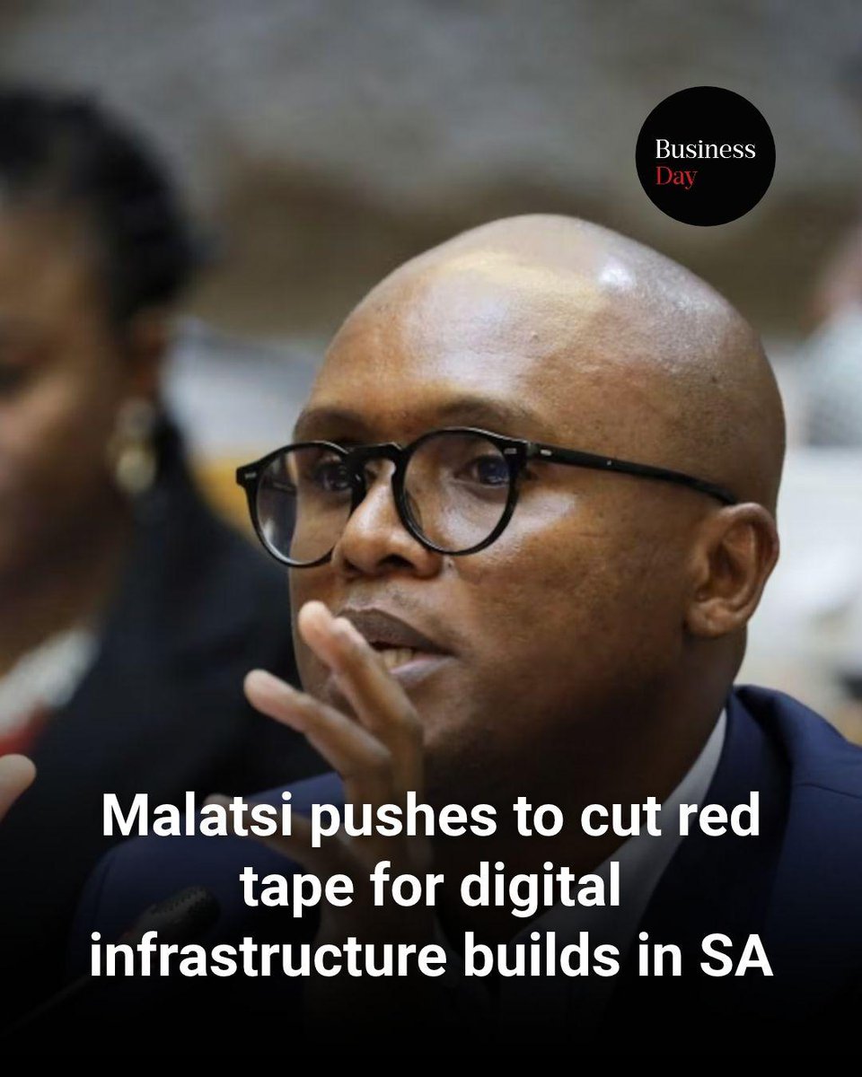 BDliveSA's tweet photo. The government aims to reduce the delays and red tape characterising
digital infrastructure builds in South Africa. https://t.co/rQ6haXJ94R https://t.co/QfuuRYt4Nd