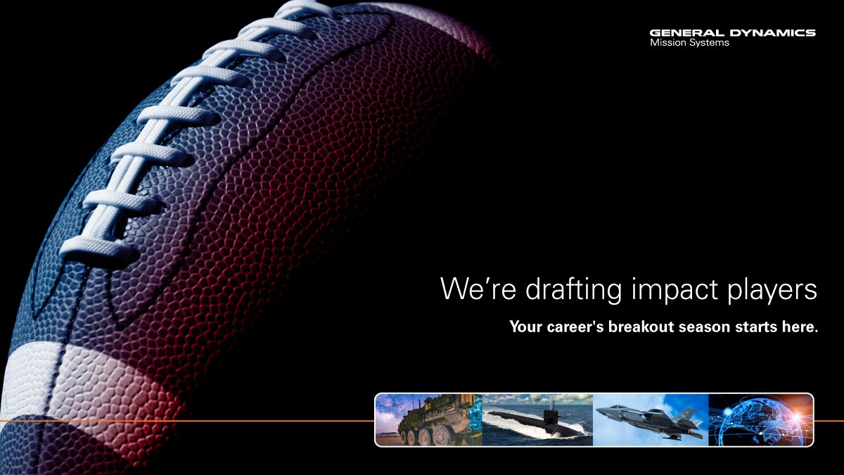 GDMS's tweet photo. #FridayFun | You don’t have to follow football to know that great teams can make a difference.

At General Dynamics Mission Systems, we’re recruiting people who bring fresh ideas, technical expertise and a collaborative mindset. 

Ready to bring your skills to a new team? Take a look at our open roles and see where you could make an impact.
🏈 
https://t.co/RaJZnVjFDZ