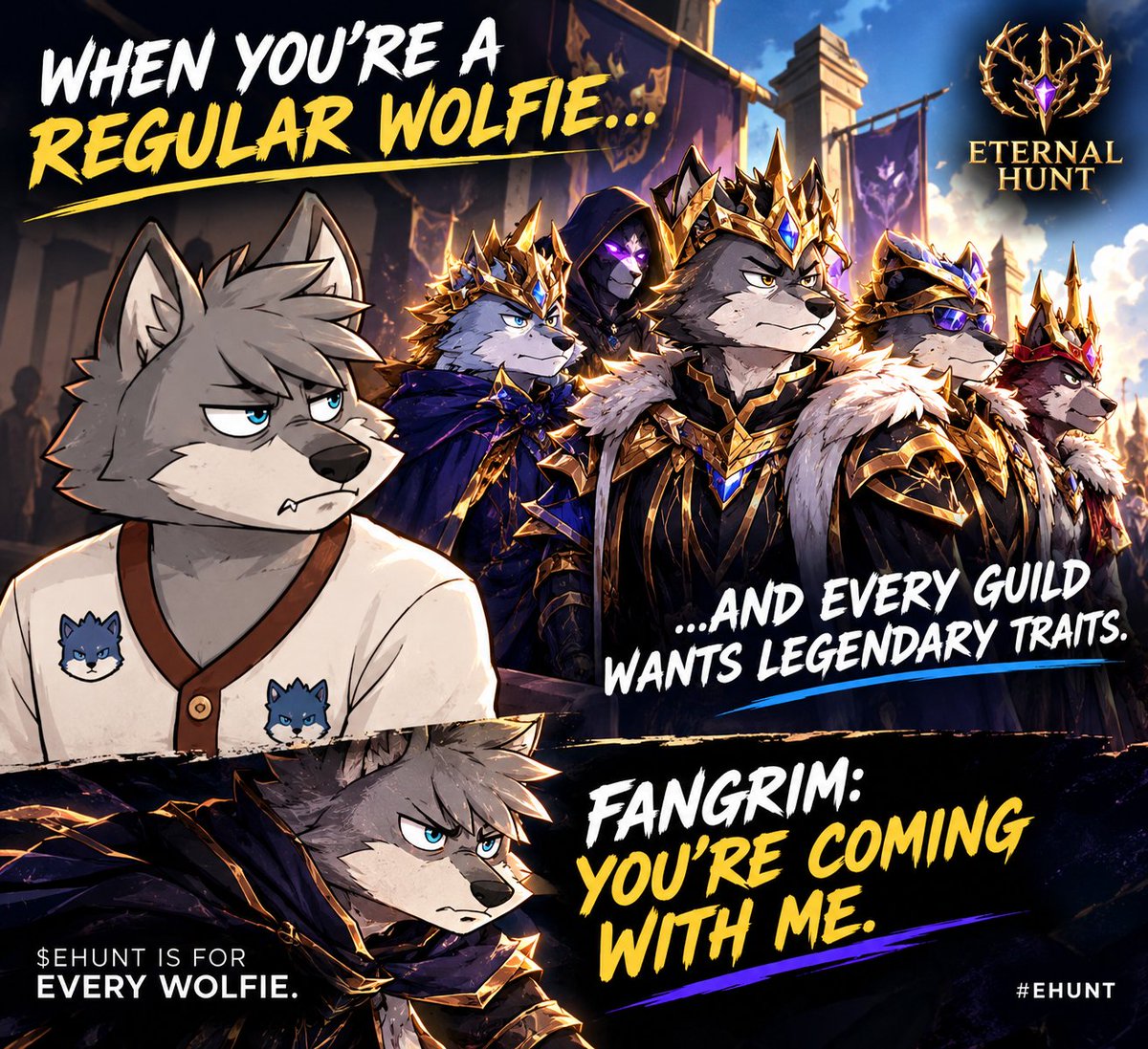 eternalhunt_cro's tweet photo. Everyone wants Legendary traits. 👑

But who stands up for the ordinary Wolfies?

Fangrim did. ⚔️

He started the Eternal Hunt so EVERY WOLFIE has a place. 💜

No Wolfie left behind. The hunt is for all of us.

$EHUNT | #EternalHunt https://t.co/9Wyosy11vU