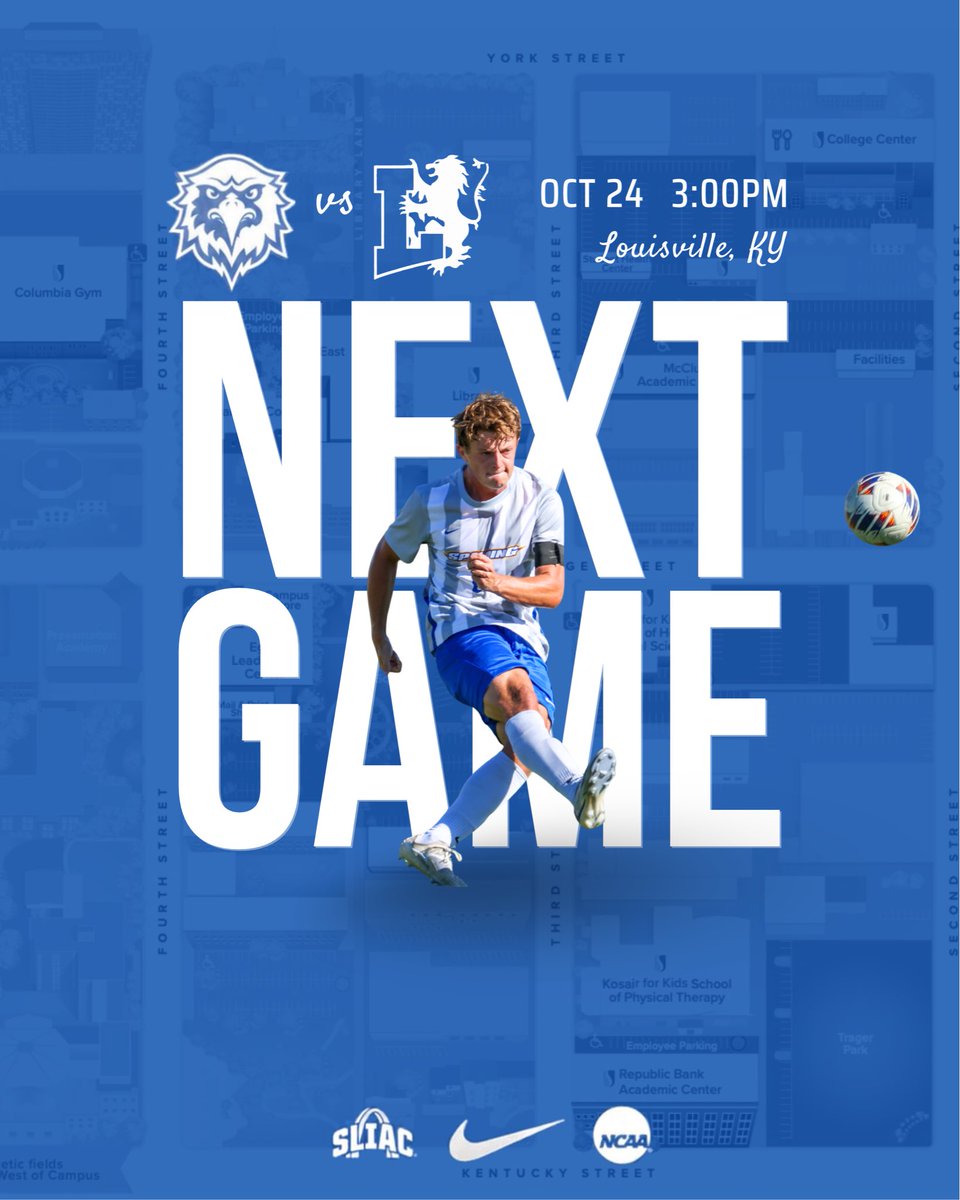 SpaldingMSOC's tweet photo. NEXT UP ➡️ Senior Day this Saturday!

Golden Eagles 🦅 host Lyon College in a crucial @SLIAC match. 

It’s a Saturday afternoon of soccer as we celebrate Senior Day at Legacy Fields. #SUMS https://t.co/6VVDd76mzS