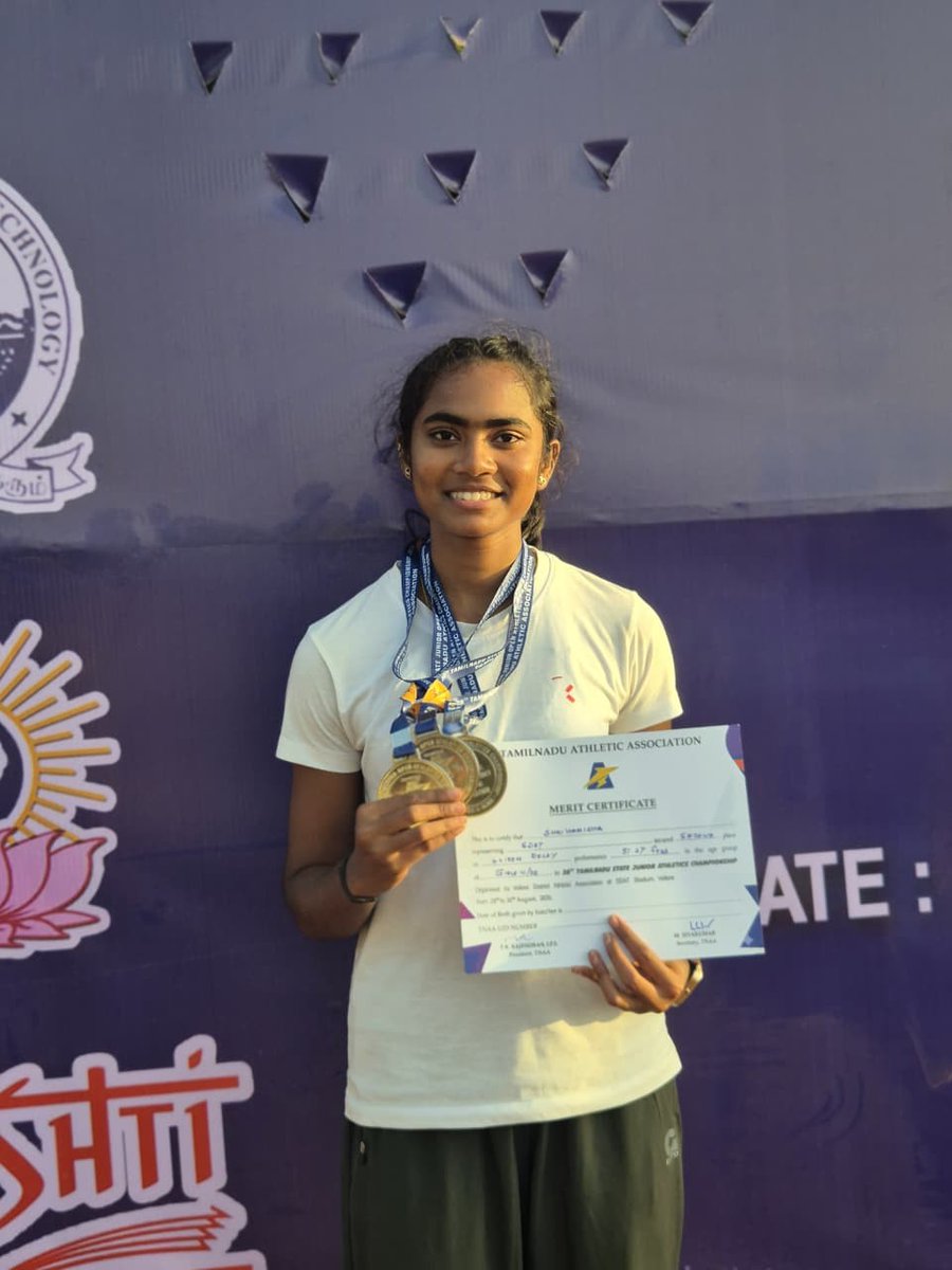 psgrkcw's tweet photo. #EchoesOfKCW 🏅

Shrihanisha P of II https://t.co/RXAFYT2LKB soared to success in 2026, winning district meet records in triple jump and long jump, alongside multiple state and national-level medals. Her journey reflects discipline, resilience and the spirit to #EducateToEmpower. https://t.co/cjZHH8hHQ8