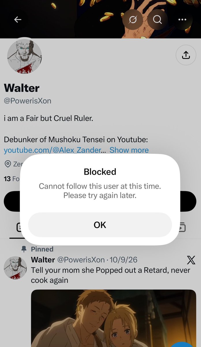 peacecommander2's tweet photo. - Mushoku Tensei fans are fat incel losers who spend their lives defending Rudeus.

- No, we’re not. We just have hobbies.

- Show yourself fatty p!g. Prove it.

- Okay, look: posts a pic of some random Mushoku Tensei influenced gym guy.

- That’s not you. You stole it from Google.

- All of them are me and my followers. We exist. We just don’t take selfies because we’re shy.

- Fuck off, you pedo.

- Can you please reveal your beautiful body to us? Just one? Please? We just want real proof you’re not one of us…

- I ain’t showing anything.

- Why not? Scared the same fat jokes you love throwing at everyone else are about to bounce straight back and expose you?

- Just shut up and blocked.