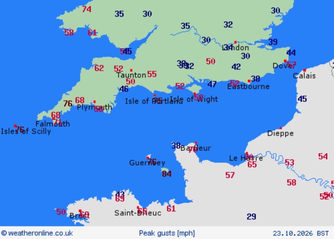 TheSnowDreamer's tweet photo. #StormAusten pretty on satellite but something of a nothing-burger pulling into Belgium now.  

84mph gust in Jersey.. winds will visibly strengthen over next 1-2 hours in London, but generally gusts below 40mph. 

The ironic thing tomorrow evening will have stronger winds especially along south coast and there’s no wind warning. SW’ly gusts could near 60mph on Sussex coast.