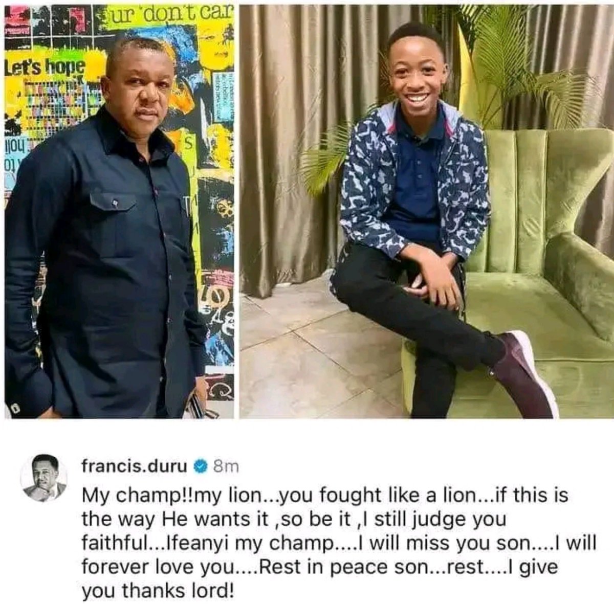 SymplyXaoRae's tweet photo. The loss of his son really affected him -- Fans got emotional as video of Nollywood actor Francis Duru looking unwell surfaces after his demise https://t.co/qh3RL8Z62R
