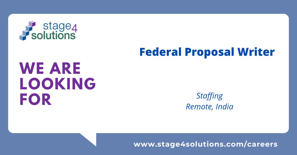 Stage4Solutions's tweet photo. Needed: Federal Proposal Writer (Remote, India)
To learn more and to apply, please go to: https://t.co/anisBt4jor (Please apply to the Federal Proposal Writer (Remote, India)) role
#hiring
#careeropportunities https://t.co/sCNjmADLcz
