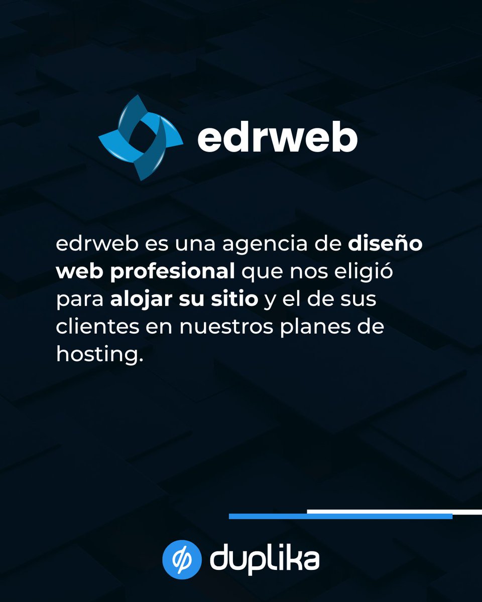 duplika's tweet photo. 🖱️ edrweb es una agencia de diseño web profesional que nos eligió para alojar su sitio y el de sus clientes en nuestros planes de hosting.

https://t.co/r7grNatjQw

#duplika #webhosting https://t.co/UzOwfxfbVQ