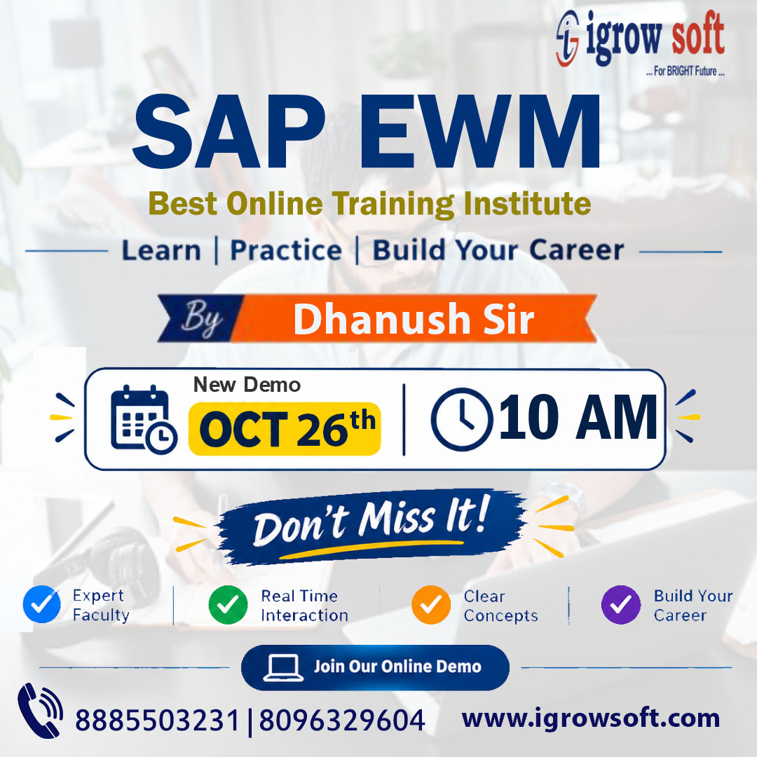 igrowsoftindia's tweet photo. 🚀 SAP EWM Online Training Demo – October 26th | By Dhanush Sir | Igrowsoft
📢 Ready to build your career in SAP EWM
#SAPEWM #SAPEWMTraining #SAPEWMOnlineTraining #SAPTraining #DhanushSir #Igrowsoft #SAPCareer #WarehouseManagement #SAPConsultant #OnlineTraining #CareerGrowth https://t.co/h5NWZ5zd26