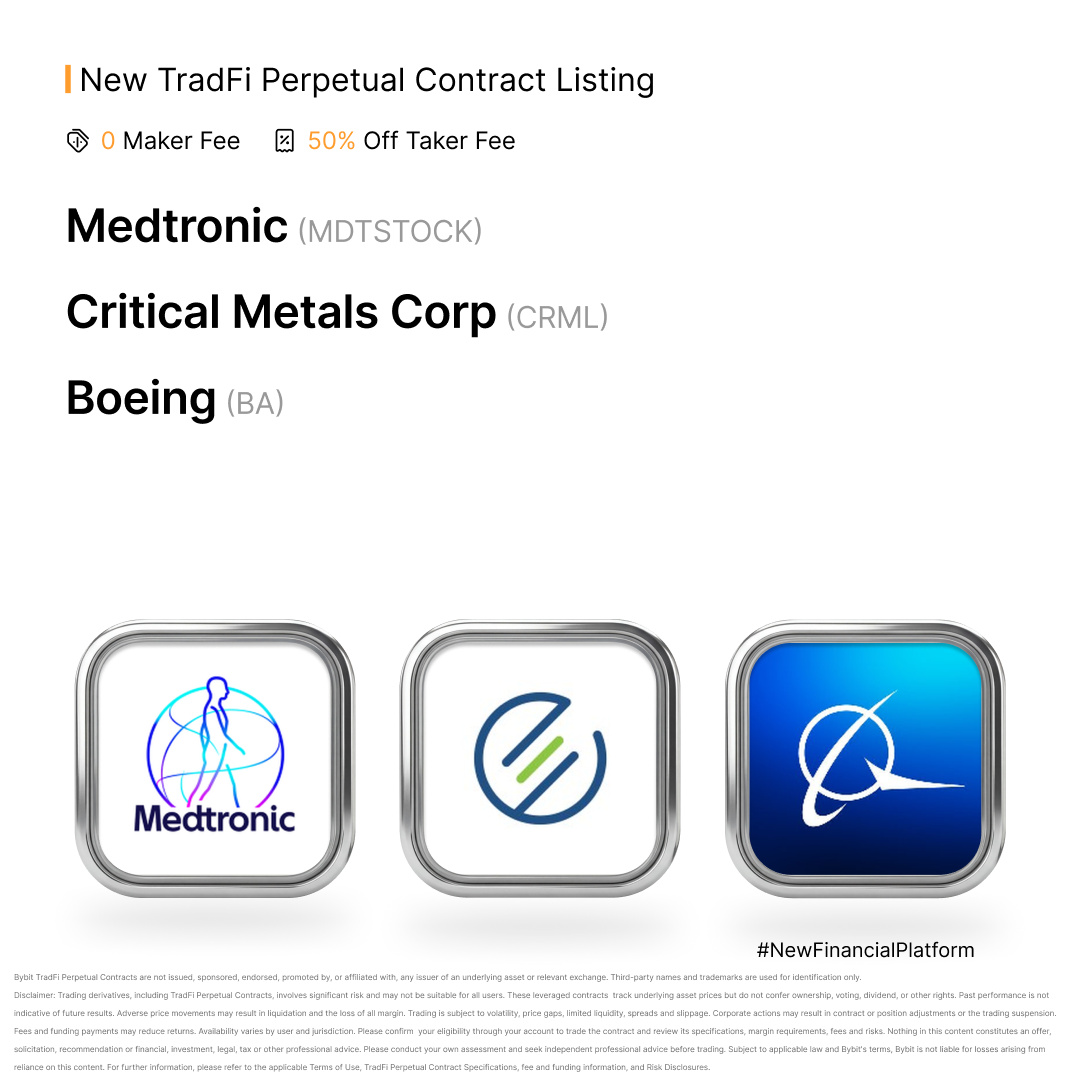 BybitPlus's tweet photo. New TradFi Perpetual Contract Listings: 

$MDTSTOCKUSDT, $CRMLUSDT and $BAUSDT are now live on Bybit! 🚀 https://t.co/oByRfSM02y