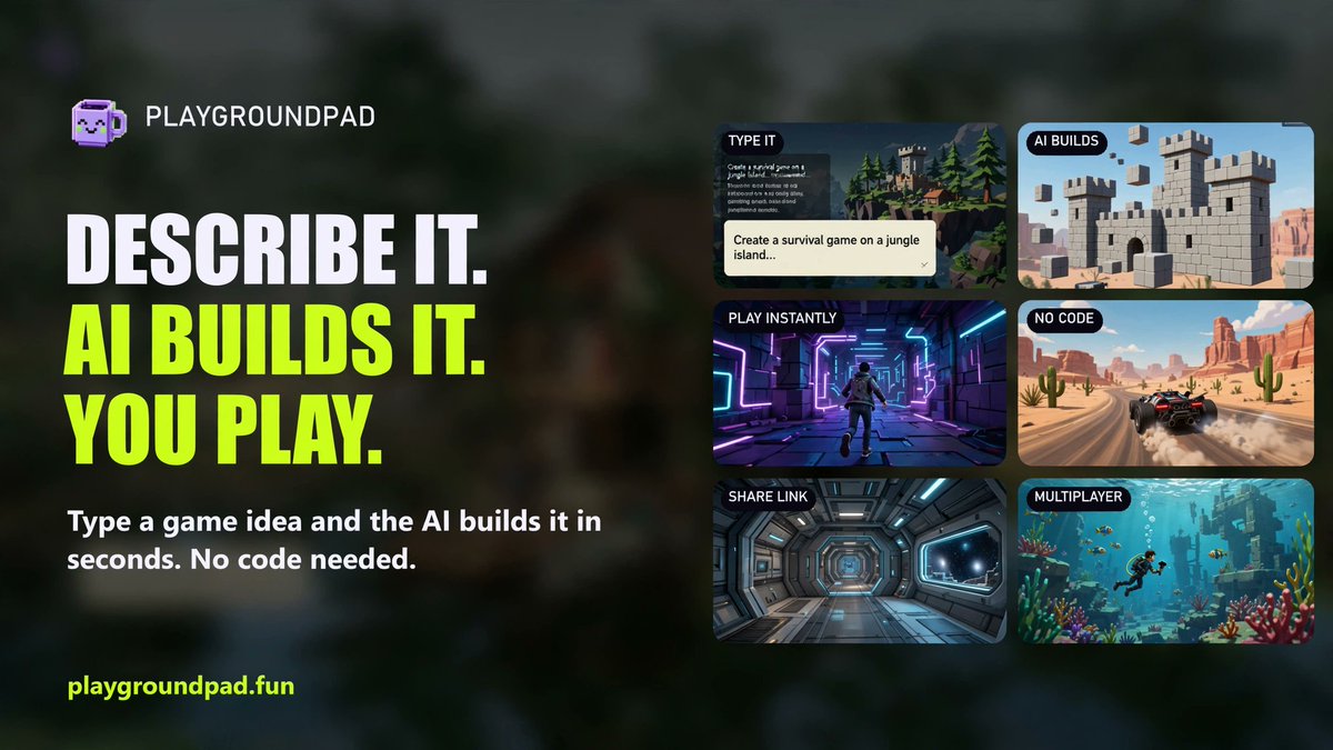 RealAngryDegen's tweet photo. @mert Love that energy, promises kept. Our team is building the first agentic gaming pad onchain, powered by @GoogleLabs. Describe a game, play it at once, the AI builds it for you, no coding needed. @playgroundpadHQ, give it a look if you have the time https://t.co/xMsZ5DtvPh