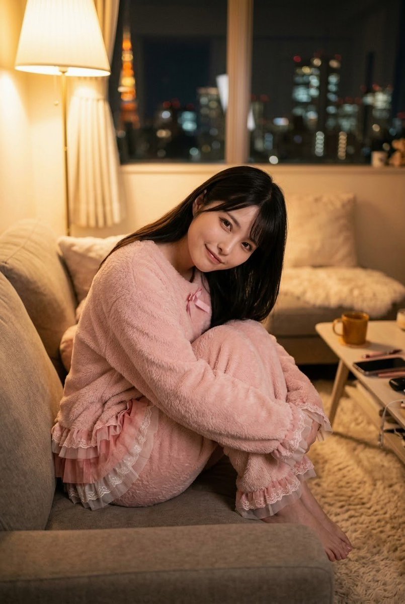 REI_AImodel's tweet photo. 最近夜冷えてきたけん、新しいモコモコパジャマ解禁したよ〜🐑✨
​ふわふわであったかくて最高なんやけど、ちょっとガーリーすぎたかな…？💭
みんなも風邪ひかんよーに暖かくして寝てねー！おやすみ🌙
#AI美女 https://t.co/JhDB3Uc51t